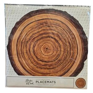 Hester & Cook Placemats Unisex 15.25" Brown Wood Slice Paper Vicki Sawyer 12pk